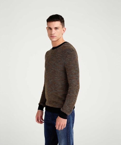 SISLEY(シスレー)の「総柄ラウンドネックニット・セーター(ニット/セーター・メンズ・ネイビー/ダークグレー・SMALL/MEDIUM/LARGE)」の5枚目の写真