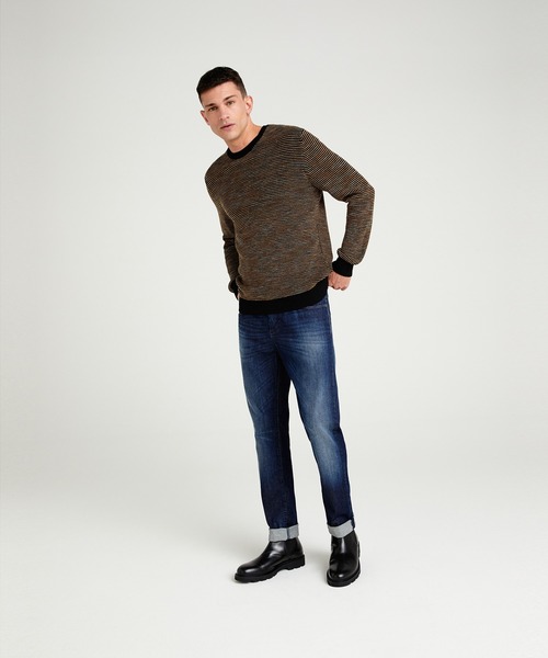 SISLEY(シスレー)の「総柄ラウンドネックニット・セーター(ニット/セーター・メンズ・ネイビー/ダークグレー・SMALL/MEDIUM/LARGE)」の7枚目の写真