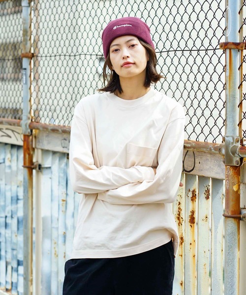 Champion（チャンピオン）の「【CHAMPION/チャンピオン】スクリプトロゴ天竺ワッチ　ワンポイントロゴ刺繍　ニットキャップ/ビーニー（ニットキャップ/ビーニー・メンズ・マスタード/ネイビー/ホワイト/ライトパープル/ワイン/ベージュ/ブラック/杢グレー・FREE）」の20枚目の写真