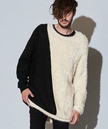 NO ID. | mn2473-ﾌｪｻﾞｰﾔｰﾝ切替ﾄﾞﾙﾏﾝｽﾘｰﾌﾞﾆｯﾄ(ニット/セーター)