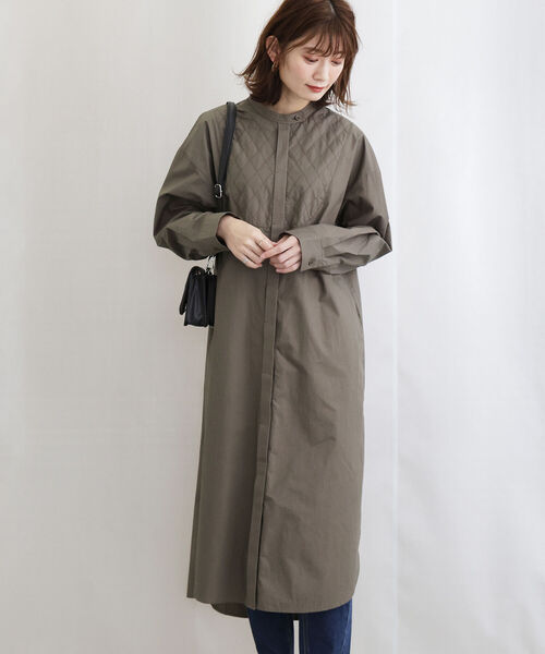 BEAMS HEART（ビームスハート）の「BEAMS HEART / キルティングヨーク ワンピース（ワンピース・レディース・ブラック/オフホワイト/オリーブ・FREE）」の3枚目の写真