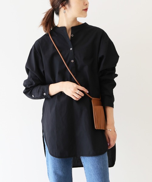 SLOBE IENA（スローブイエナ）の「ブロードギャザーノーカラーシャツ【手洗い可能】◆（シャツ/ブラウス・レディース・ホワイト/ブラック/キャメル・FREE）」の9枚目の写真