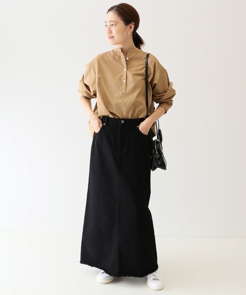 SLOBE IENA（スローブイエナ）の「ブロードギャザーノーカラーシャツ【手洗い可能】◆（シャツ/ブラウス・レディース・ホワイト/ブラック/キャメル・FREE）」の6枚目の写真