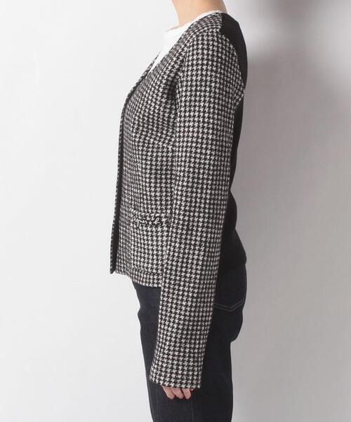 agnes b.（アニエスベー）の「JGB8 VESTE 千鳥格子ニットジャケット（ノーカラージャケット・レディース・ブラック・2/3/1）」の3枚目の写真