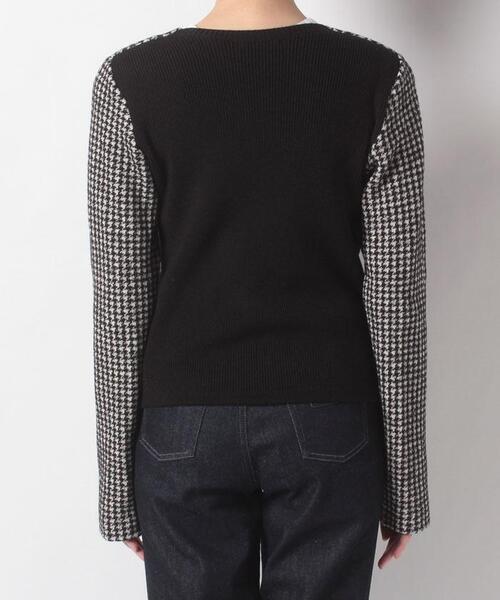 agnes b.（アニエスベー）の「JGB8 VESTE 千鳥格子ニットジャケット（ノーカラージャケット・レディース・ブラック・2/3/1）」の2枚目の写真
