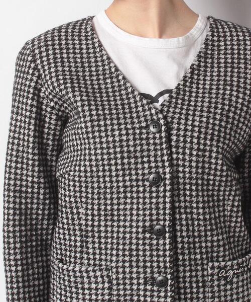 agnes b.（アニエスベー）の「JGB8 VESTE 千鳥格子ニットジャケット（ノーカラージャケット・レディース・ブラック・2/3/1）」の9枚目の写真