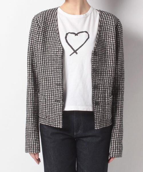 agnes b.（アニエスベー）の「JGB8 VESTE 千鳥格子ニットジャケット（ノーカラージャケット・レディース・ブラック・2/3/1）」の12枚目の写真