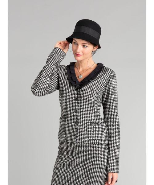 agnes b.（アニエスベー）の「JGB8 VESTE 千鳥格子ニットジャケット（ノーカラージャケット・レディース・ブラック・2/3/1）」の14枚目の写真