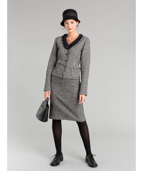 agnes b.（アニエスベー）の「JGB8 VESTE 千鳥格子ニットジャケット（ノーカラージャケット・レディース・ブラック・2/3/1）」の15枚目の写真