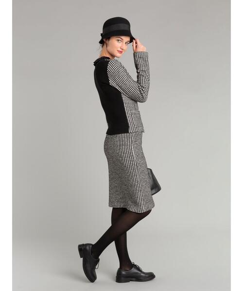 agnes b.（アニエスベー）の「JGB8 VESTE 千鳥格子ニットジャケット（ノーカラージャケット・レディース・ブラック・2/3/1）」の16枚目の写真