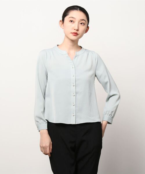 TRUDEA(トルディア)の「防シワ加工パールボタンスキッパーブラウス(シャツ/ブラウス・レディース・ホワイト/ミント・SMALL/MEDIUM/LARGE)」の5枚目の写真