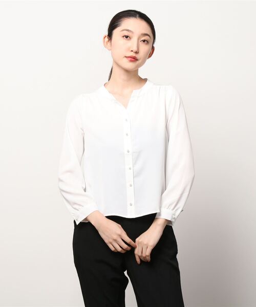TRUDEA(トルディア)の「防シワ加工パールボタンスキッパーブラウス(シャツ/ブラウス・レディース・ホワイト/ミント・SMALL/MEDIUM/LARGE)」の12枚目の写真