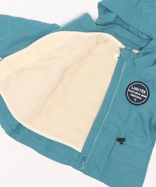 Noeil aime BeBe(ノイユエイムベベ)の「Noeil aime BeBe/【 3WAY 】 もこもこ ボア ライナー付き タフタ ジャケット (90~130cm)(ナイロンジャケット・キッズ・グリーン/イエロー・100/120/130/90/110)」の4枚目の写真