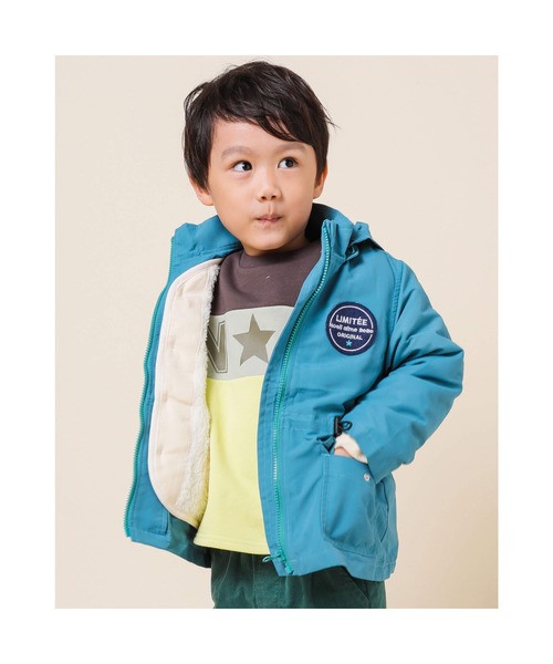 Noeil aime BeBe(ノイユエイムベベ)の「Noeil aime BeBe/【 3WAY 】 もこもこ ボア ライナー付き タフタ ジャケット (90~130cm)(ナイロンジャケット・キッズ・グリーン/イエロー・100/120/130/90/110)」の10枚目の写真