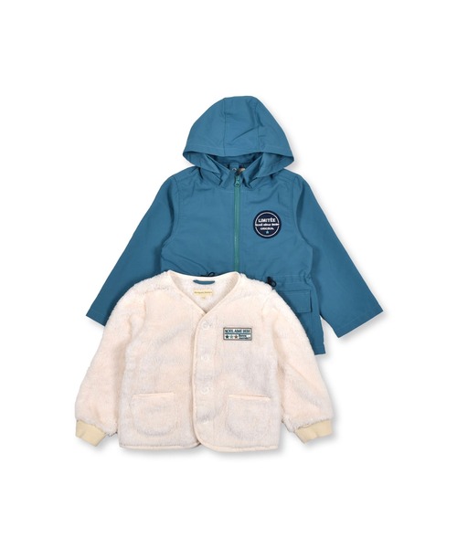 Noeil aime BeBe(ノイユエイムベベ)の「Noeil aime BeBe/【 3WAY 】 もこもこ ボア ライナー付き タフタ ジャケット (90~130cm)(ナイロンジャケット・キッズ・グリーン/イエロー・100/120/130/90/110)」の18枚目の写真