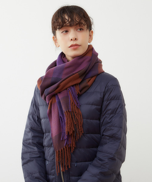 セール しっとりとした肌触りが魅了 秋冬コーデに明るく映えるチェックストール ストール ショール Melrose Claire メルローズ クレール のファッション通販 Zozotown