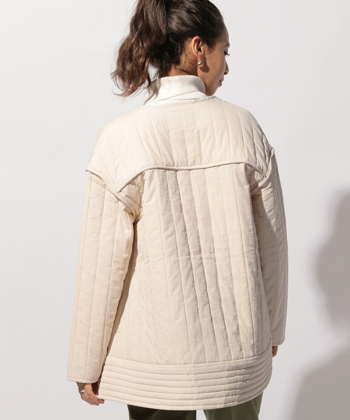 BAYFLOW（ベイフロー）の「ノーカラーキルティングジャケット（ノーカラージャケット・レディース・カーキ/ピンク/アイボリー・FREE）」の17枚目の写真