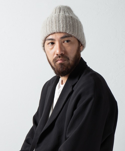 RACAL（ラカル）の「Mohair Knit Watch Cap / モヘアニットワッチ ニットキャップ（ニットキャップ/ビーニー・メンズ・ベージュ/ブラック/ライトベージュ/オリーブ/ブルー/チャコールグレー/オフホワイト/グリーン・FREE）」の5枚目の写真
