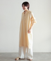 NOMBRE IMPAIR | エジプト綿サテン　タイ付きワンピース(ワンピース)