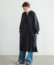NOMBRE IMPAIR | エジプト綿サテン　タイ付きワンピース(ワンピース)