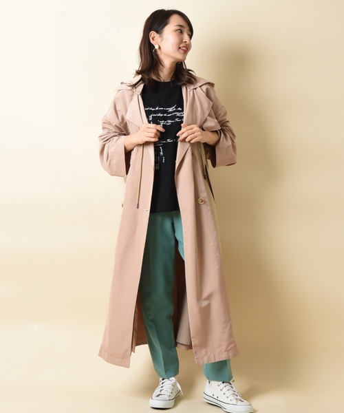 blanc basque（ブランバスク）の「【Pearlbutton】２素材ビッグ羽織コート（トレンチコート・レディース・ベージュ/ブラック/カーキ・FREE）」の9枚目の写真