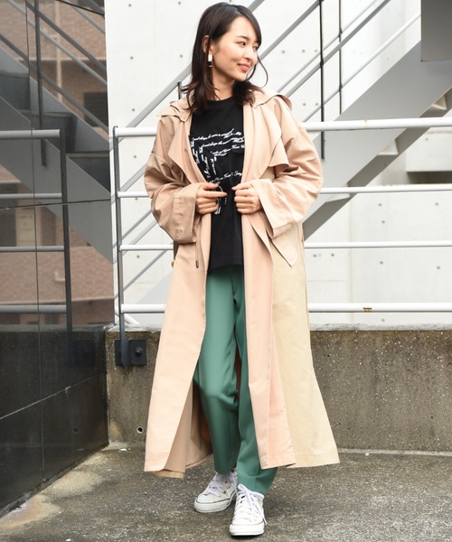 blanc basque（ブランバスク）の「【Pearlbutton】２素材ビッグ羽織コート（トレンチコート・レディース・ベージュ/ブラック/カーキ・FREE）」の15枚目の写真