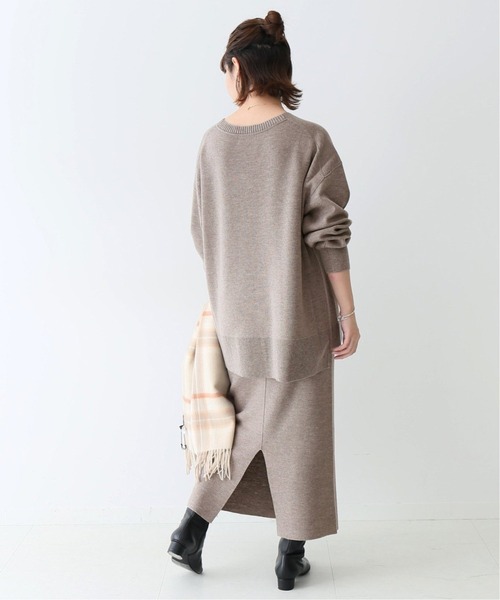 SLOBE IENA（スローブイエナ）の「ウォッシャブルウールニットスカート【ウエストゴム/手洗い可能】◆（スカート・レディース・ブラック/ベージュ・38/36）」の4枚目の写真