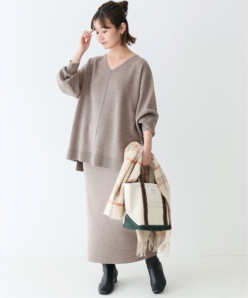 SLOBE IENA（スローブイエナ）の「ウォッシャブルウールニットスカート【ウエストゴム/手洗い可能】◆（スカート・レディース・ブラック/ベージュ・38/36）」の8枚目の写真