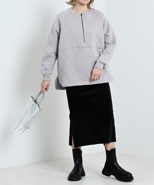 LUPILIEN(ルピリアン)の「【LUPILIEN】カットキルティングハーフジッププルオーバー(Tシャツ/カットソー・レディース・アイボリー/ライトカーキ/グレイッシュベージュ・FREE)」の10枚目の写真