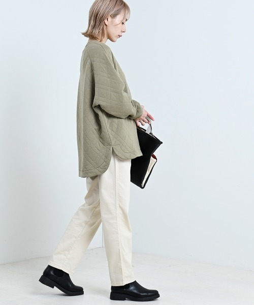 LUPILIEN(ルピリアン)の「【LUPILIEN】カットキルティングハーフジッププルオーバー(Tシャツ/カットソー・レディース・アイボリー/ライトカーキ/グレイッシュベージュ・FREE)」の13枚目の写真