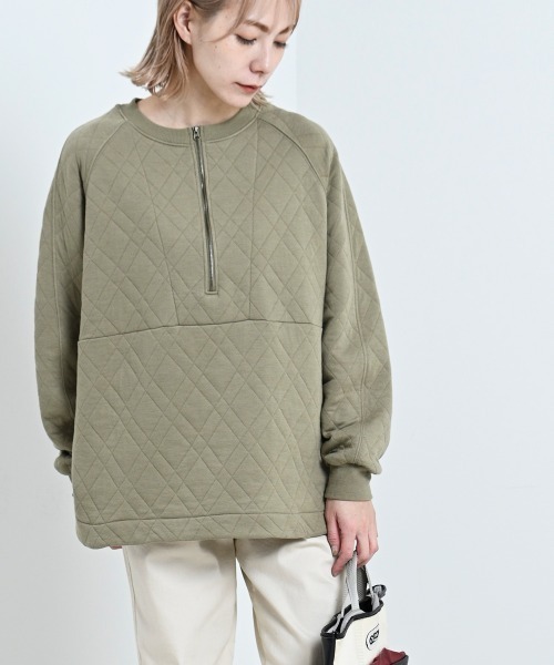 LUPILIEN(ルピリアン)の「【LUPILIEN】カットキルティングハーフジッププルオーバー(Tシャツ/カットソー・レディース・アイボリー/ライトカーキ/グレイッシュベージュ・FREE)」の14枚目の写真