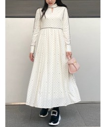 CELFORD マキシロングワンピース ドットホワイト シフォン袖 フレア 38 1636832218.jpg?1659411317