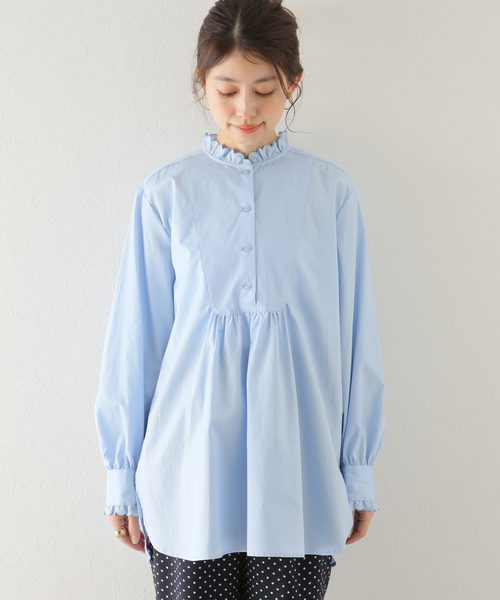 La TOTALITE（ラトータリテ）の「スカラップ襟ロングシャツ（シャツ/ブラウス・レディース・ホワイト/サックスブルー・FREE）」の12枚目の写真