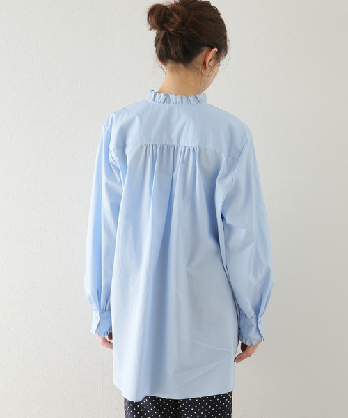 La TOTALITE（ラトータリテ）の「スカラップ襟ロングシャツ（シャツ/ブラウス・レディース・ホワイト/サックスブルー・FREE）」の14枚目の写真