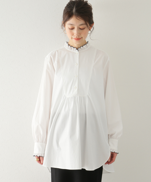 La TOTALITE（ラトータリテ）の「スカラップ襟ロングシャツ（シャツ/ブラウス・レディース・ホワイト/サックスブルー・FREE）」の22枚目の写真