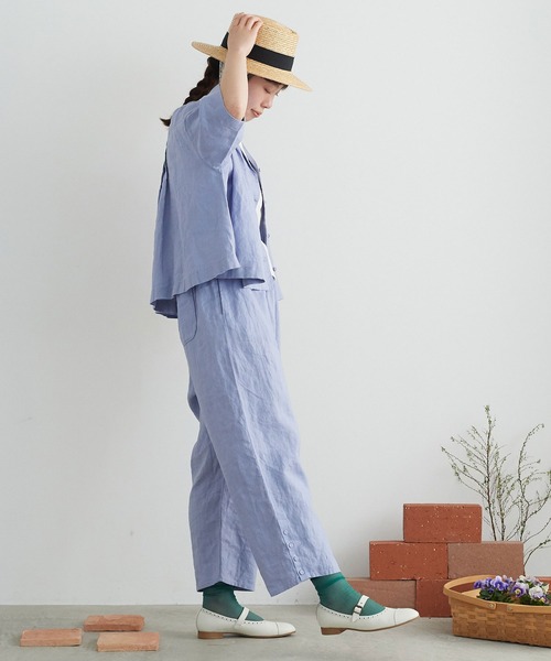 chambre de charme(シャンブルドゥシャーム)の「●cdc 14リネン ボタンパンツ(その他パンツ・レディース・パープル/ブラック/チェック・FREE)」の15枚目の写真