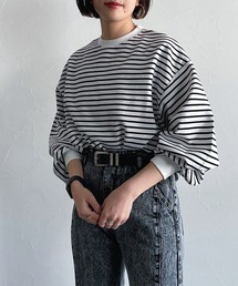 PAGEBOY | ボーダーボリュームスリーブプルオーバー(Tシャツ/カットソー)