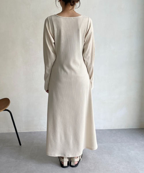 CAPRICIEUX LE'MAGE（カプリシューレマージュ）の「〈Sサイズ追加〉リブパフスリーブマキシワンピース（ワンピース・レディース・チャコールグレー/ホワイト系その他/グリーン系その他・FREE/S）」の20枚目の写真