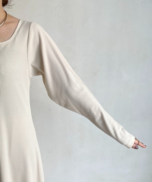 CAPRICIEUX LE'MAGE（カプリシューレマージュ）の「〈Sサイズ追加〉リブパフスリーブマキシワンピース（ワンピース・レディース・チャコールグレー/ホワイト系その他/グリーン系その他・FREE/S）」の16枚目の写真