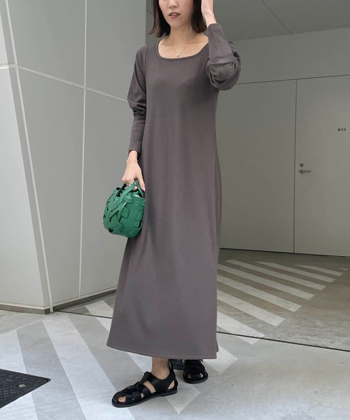 CAPRICIEUX LE'MAGE（カプリシューレマージュ）の「〈Sサイズ追加〉リブパフスリーブマキシワンピース（ワンピース・レディース・チャコールグレー/ホワイト系その他/グリーン系その他・FREE/S）」の18枚目の写真