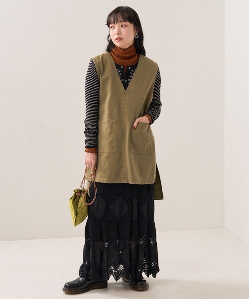 FREAK'S STORE(フリークスストア)の「エプロンベスト(ベスト・レディース・ブラック/オフホワイト/オリーブ/サックスブルー/ネイビー・フリ-)」の20枚目の写真