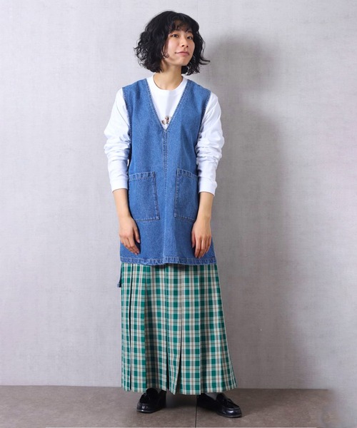 FREAK'S STORE(フリークスストア)の「エプロンベスト(ベスト・レディース・ブラック/オフホワイト/オリーブ/サックスブルー/ネイビー・フリ-)」の10枚目の写真