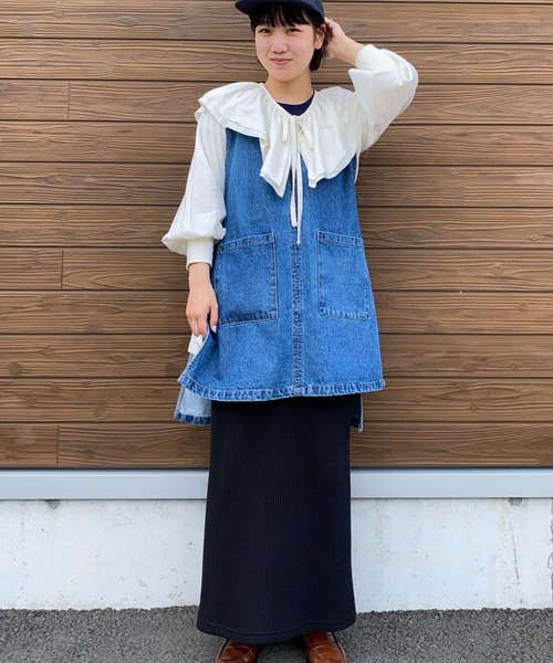 FREAK'S STORE(フリークスストア)の「エプロンベスト(ベスト・レディース・ブラック/オフホワイト/オリーブ/サックスブルー/ネイビー・フリ-)」の12枚目の写真