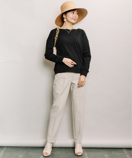 ELVENCE DEUX(エルベンスドゥ)の「テレコボートネックPO(Tシャツ/カットソー・レディース・ブラック/グレー/オフホワイト/サックスブルー・FREE)」の9枚目の写真