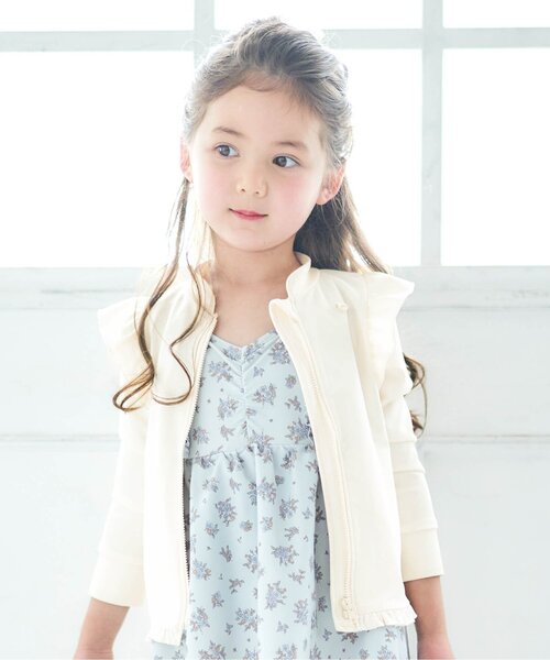 apres les cours（アプレレクール）の「肩フリルラッシュガード（ラッシュガード・キッズ・ピンク/アイボリー・140/80/130/100/90/120/110）」の2枚目の写真