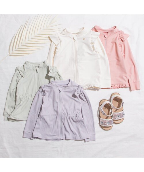 apres les cours（アプレレクール）の「肩フリルラッシュガード（ラッシュガード・キッズ・ピンク/アイボリー・140/80/130/100/90/120/110）」の6枚目の写真