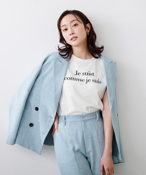 フレンチスリーブロゴプリントTシャツ