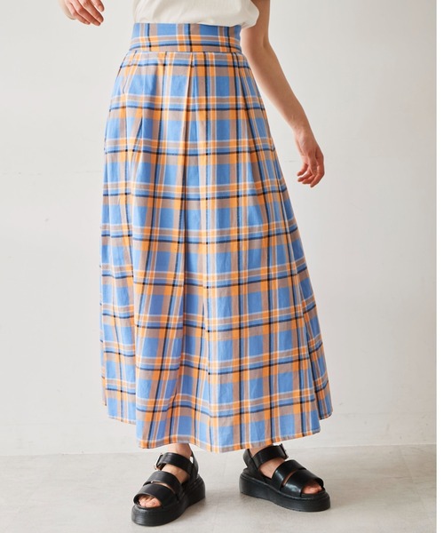 FREE'S MART（フリーズマート）の「◆カラーチェックタックフレアスカート（スカート・レディース・ブルー/グリーン・SMALL/MEDIUM）」の11枚目の写真