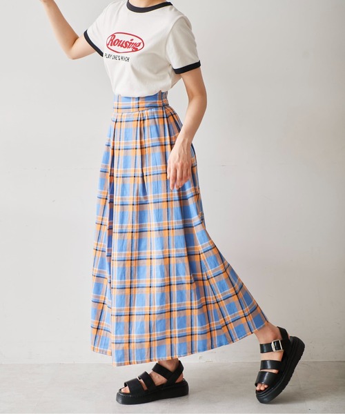 FREE'S MART（フリーズマート）の「◆カラーチェックタックフレアスカート（スカート・レディース・ブルー/グリーン・SMALL/MEDIUM）」の12枚目の写真