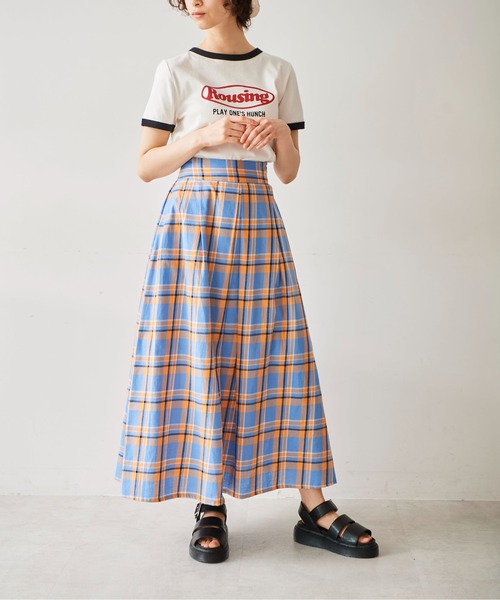 FREE'S MART（フリーズマート）の「◆カラーチェックタックフレアスカート（スカート・レディース・ブルー/グリーン・SMALL/MEDIUM）」の13枚目の写真